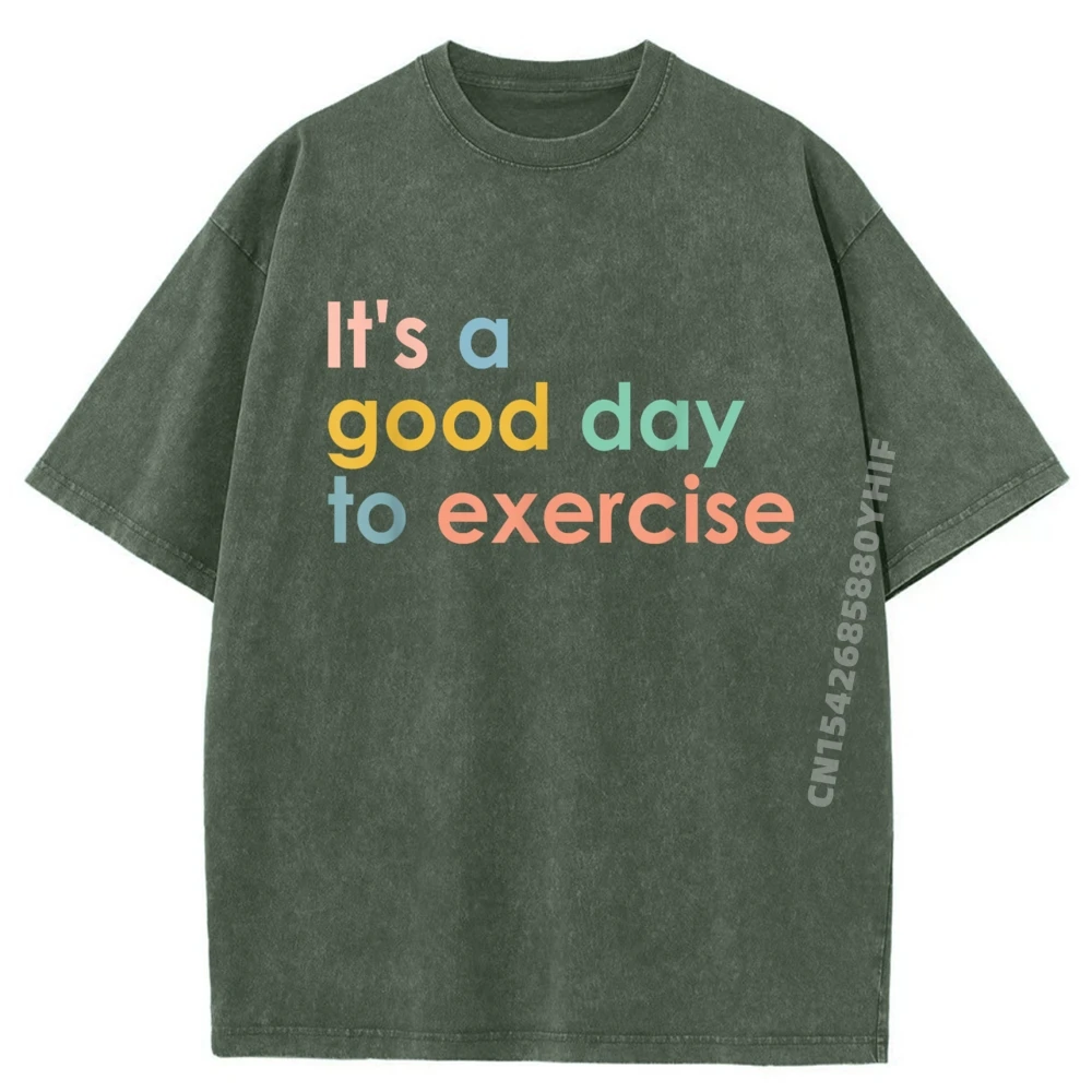 إنه يوم جيد لممارسة معلم البولي ايثيلين مضحك الصالة الرياضية ممارسة الملابس الجرافيك تي شيرت الرجال المتضخم غسلها جديد في بلايز وتي شيرت