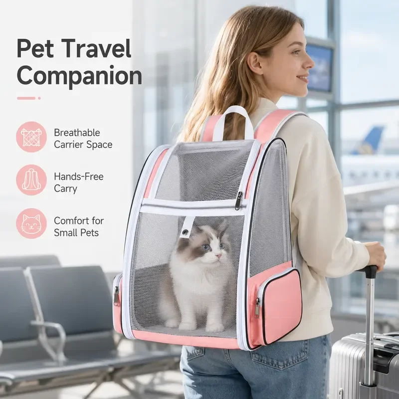 Lightweight Mesh Pet Backpack for Cats Small Dogs Breathable Travel Carrier Bag Wholesale OEM ODM Custom Design Portable