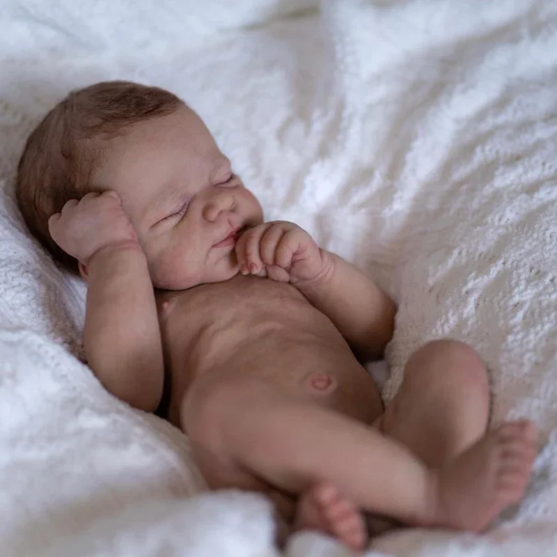 Muñeca Reborn de bebé recién nacido, bebé durmiente Pascale realista, tacto suave con pelo enraizado a mano, 48cm