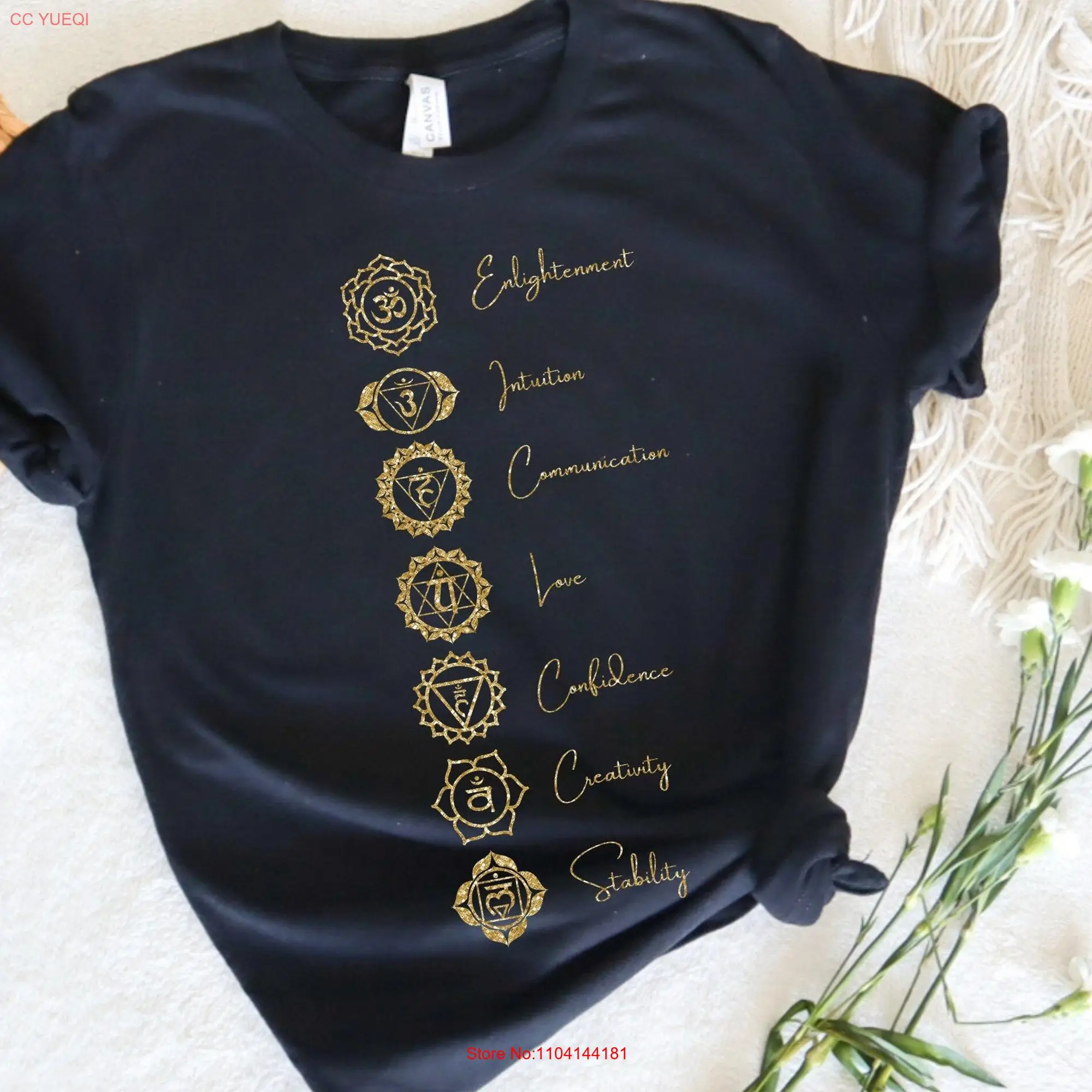 Chakra T Shirt 100 cotton Spiritual s for Mom Gender Neutral Clothing Yogi Yoga long or short sleeves