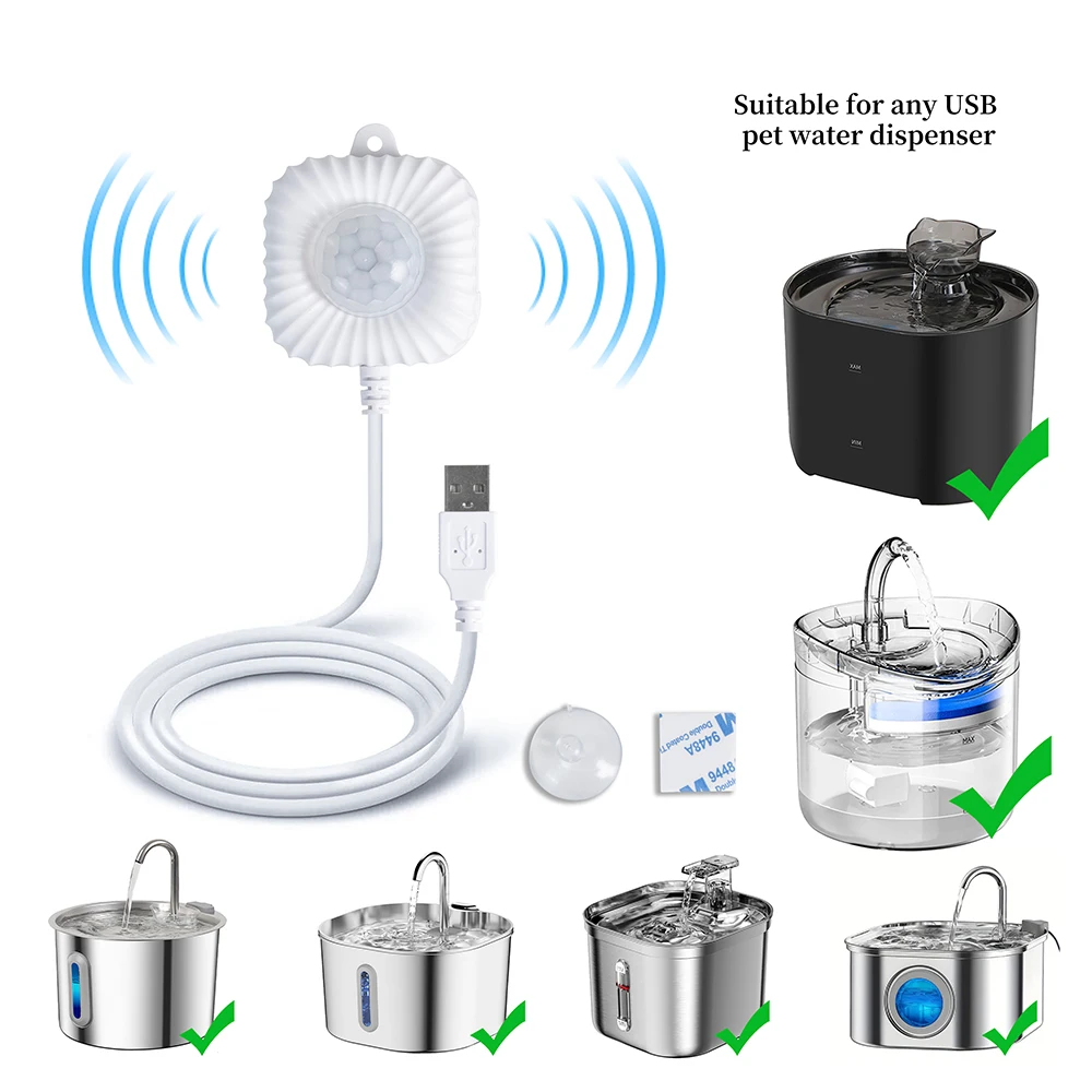 Cat Water Fountain Universal Infrared USB Powered Detector Dog Cat Accessories Automatic Home Pet Water Dispenser Motion Sensor