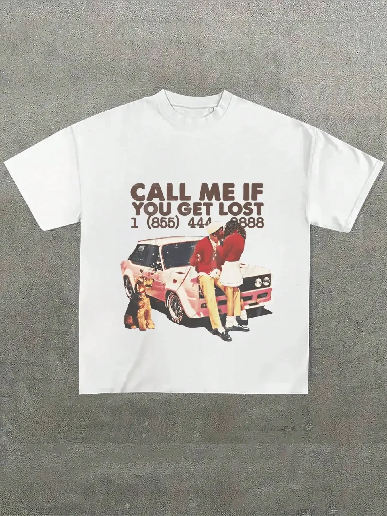 

Call Me If You Get Lost Retro-Style Graphic Tee Casual Print Comfortable Versatile Cotton 220g Printed T-Shirt Unisex Style