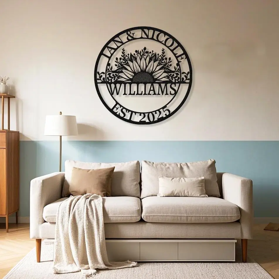 Personalized Wedding Sign Gifts Custom Last Name Established Sign Family Name Metal Wall Art