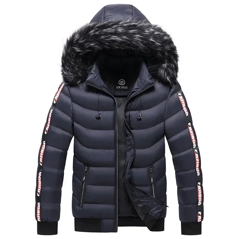 Men\'s Winter Down Jacket New Solid Color Casual Loose Plus Size Outdoor Travel Hooded Overalls Cotton Clothes Men\'s Thermal Coat