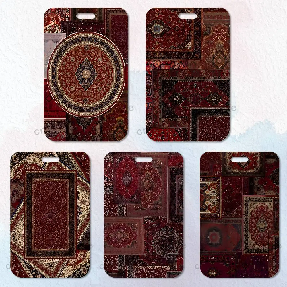

Persian Carpet Floral Pattern Badge Holder Pass Bus Work Card Cover Chest Pocket Students Card Holder Small Gift