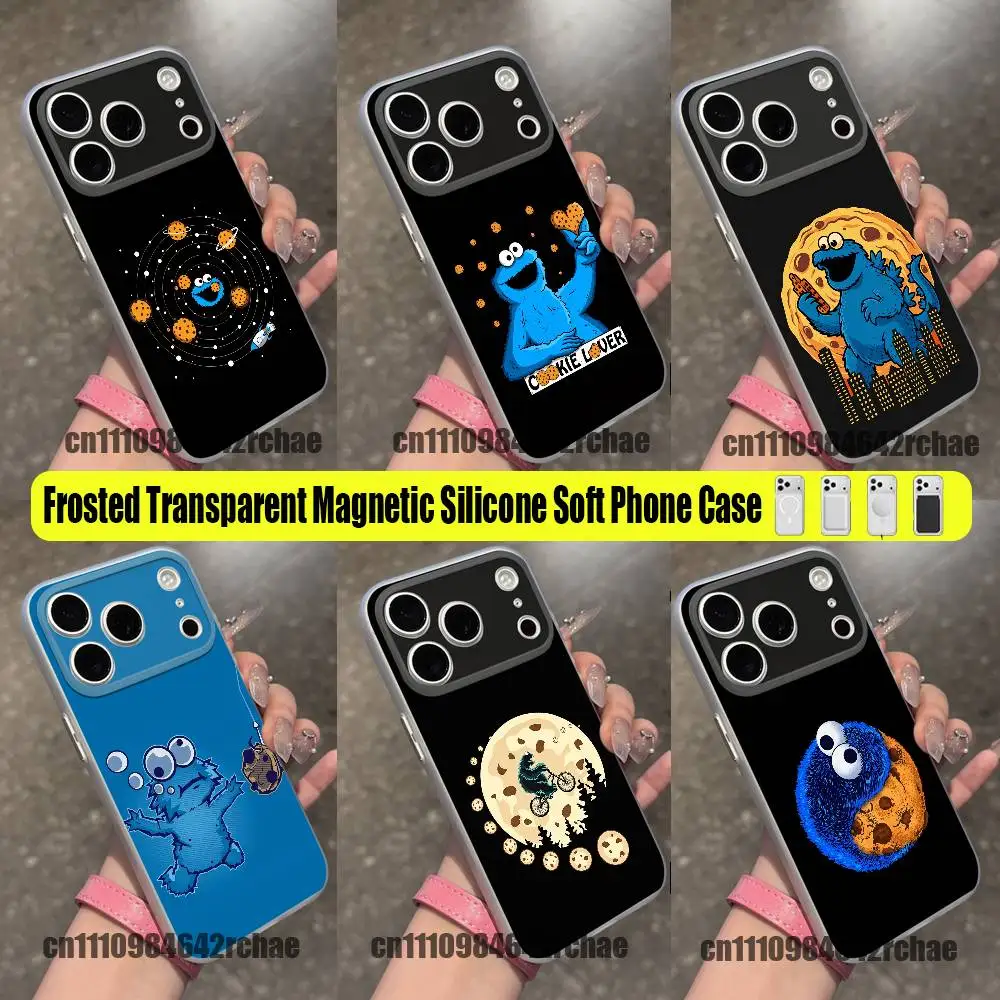 For Cookie Monster Fanart Phone Case For iPhone 15 17 12 14 13 18 16 11 Plus Pro Max Mini For Magsafe Magnetic Clear