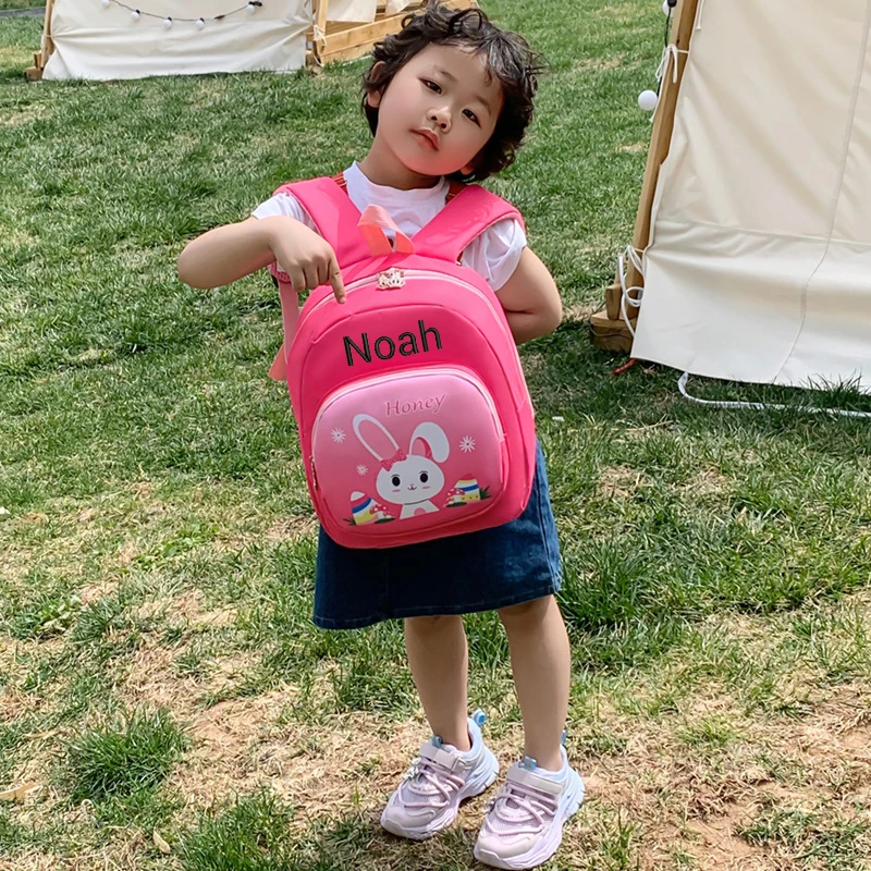 Mochila personalizada para jardín de infantes, bolsa de regalo con doble hombro, ligera, con dibujos animados, para bebé, con nombre