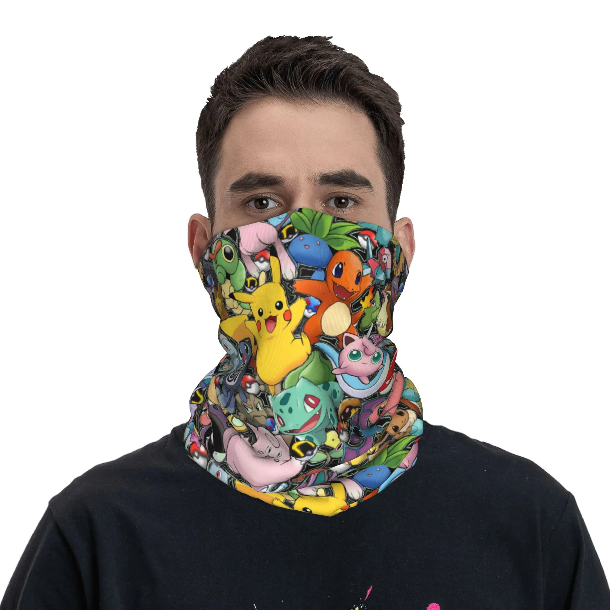 

P-Pokemon Pikachus Bandana Neck Warmer Men Women Winter Hiking Ski Scarf Gaiter Face Cover
