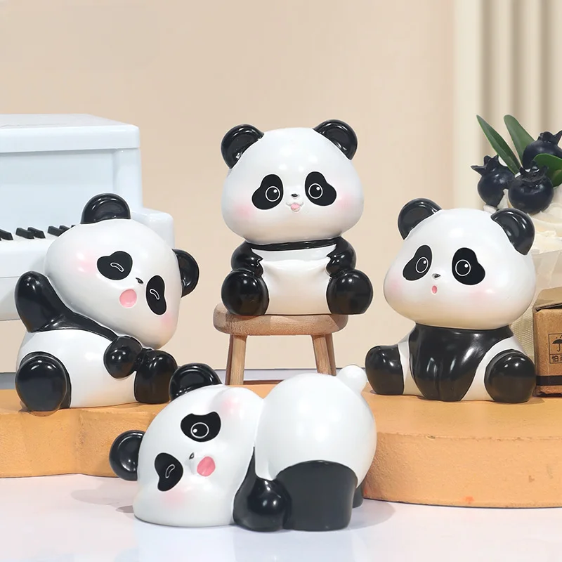 

Figurines Miniatures Cute Panda Wisdom Fofo Agbo Mini Ornaments Resin Crafts Healing Cartoon Car Desktop Decorations Crafts