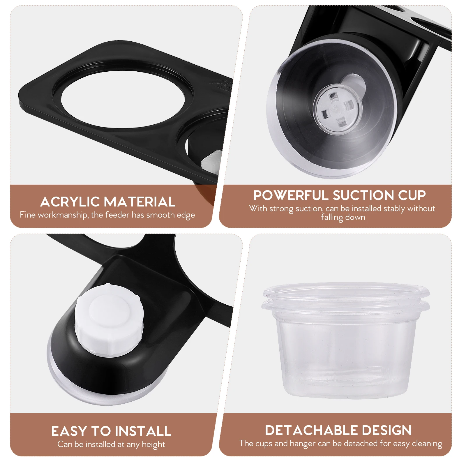 

Reptile Feeder Double Cup Container Glass Bowl Tortoise Feeding Dish Water Food Storage Easy Clean Durable Transparent Hanging