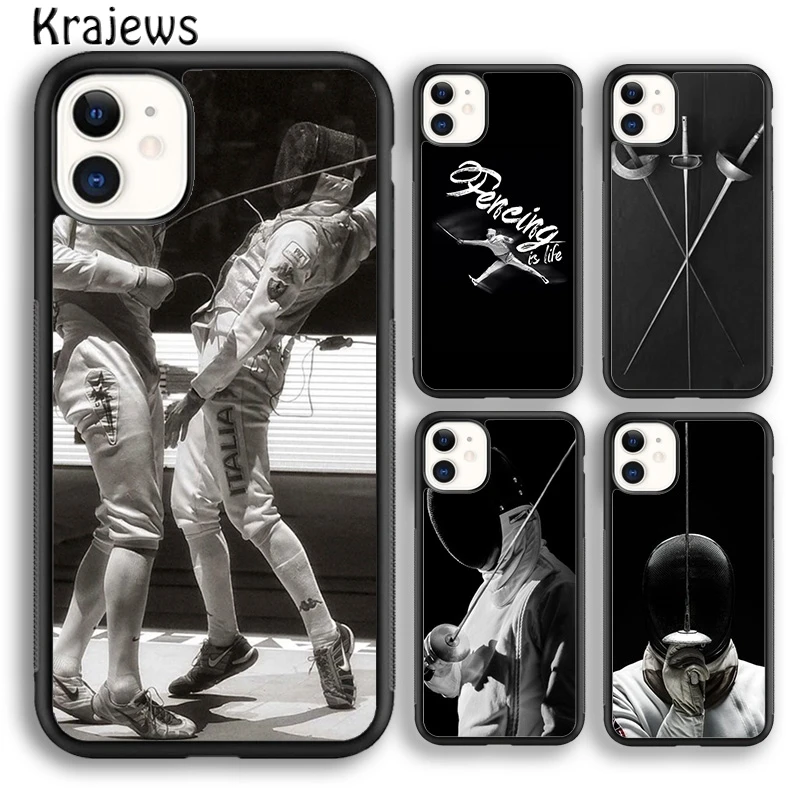 Krajews Fencing Sport soft Phone Case Cover For iPhone 16 15 14 plus XS XR 11 12 mini 13 pro max coque Shell Fundas