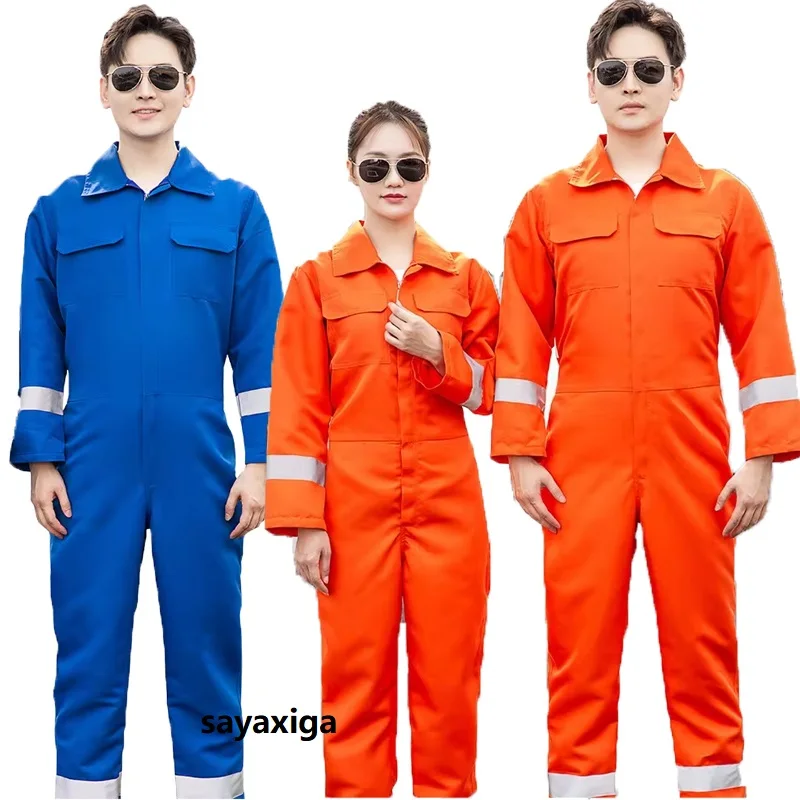 

Hi Vis work clothing reflective stripes safety work overalls auto repairman mechanical workshop jumpsuit labor One Piece rompers