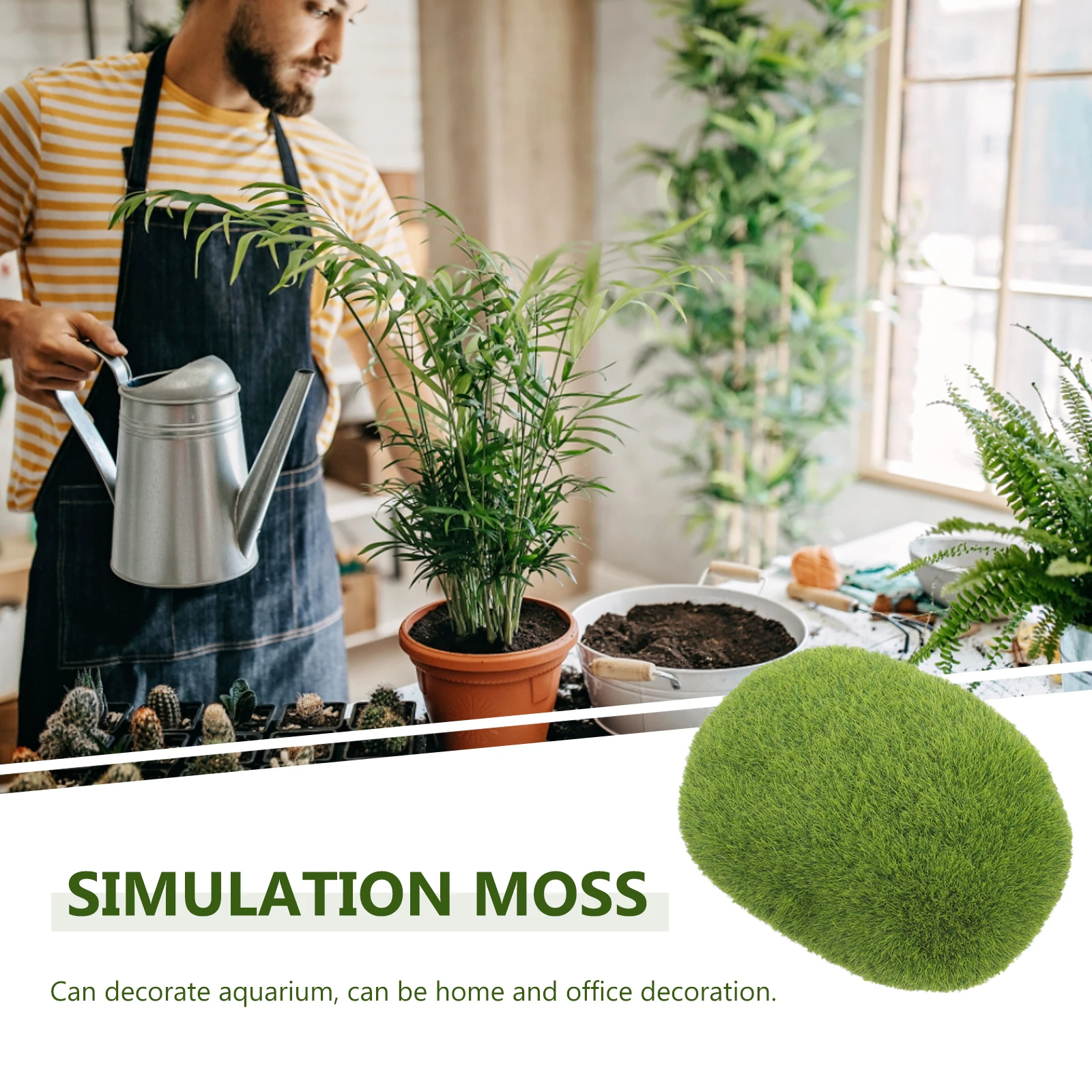 

Simulated Green Ball 6x4x2cm Decorative Moss Resin Aquarium Plants Resin Moss Adornment Fish Tank Accessories