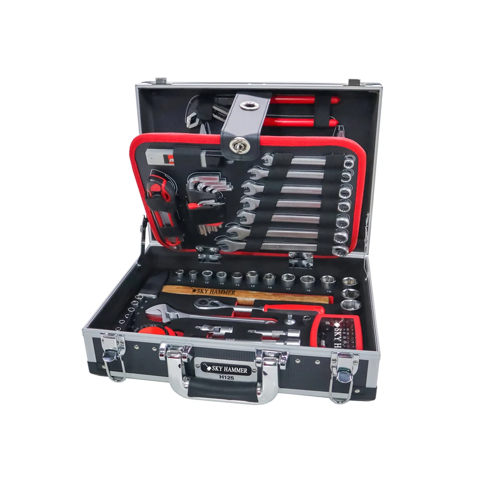 ej-Deluxe 125-Piece Home & Auto Tool Kit - Premium Hand Tools Including Manual Wrenches for OEM Standard Repairs@
