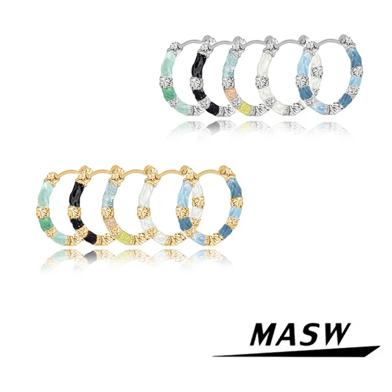 

MASW Original Design Sweet Style Round Colorful Enamel Hoop Earrings For Girl Women Party Wedding Gift Fashion Jewelry