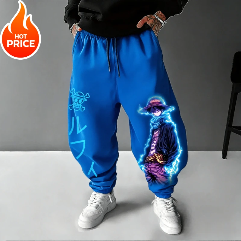 لوفي أنيمي قطعة واحدة Harajuku الرجال خمر السراويل الرياضية الشتوية الشارع الشهير المتضخم النساء طماق غير رسمية Sweatpants للجنسين بوت