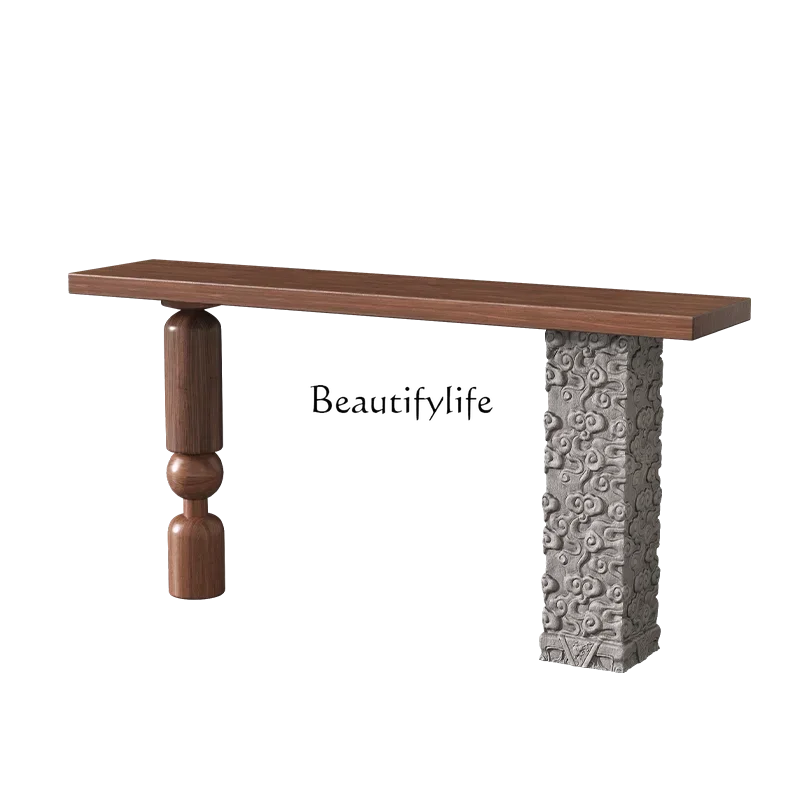 

Solid wood entrance table entry corner aisle end view table simulation stone against the wall entrance table decorative