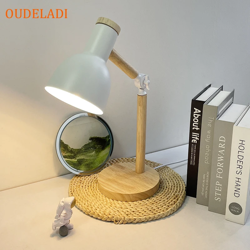 Bestselling round wood bottom adjustable reading table lamp children's eye protection lamp bedroom bedside study desk lamp