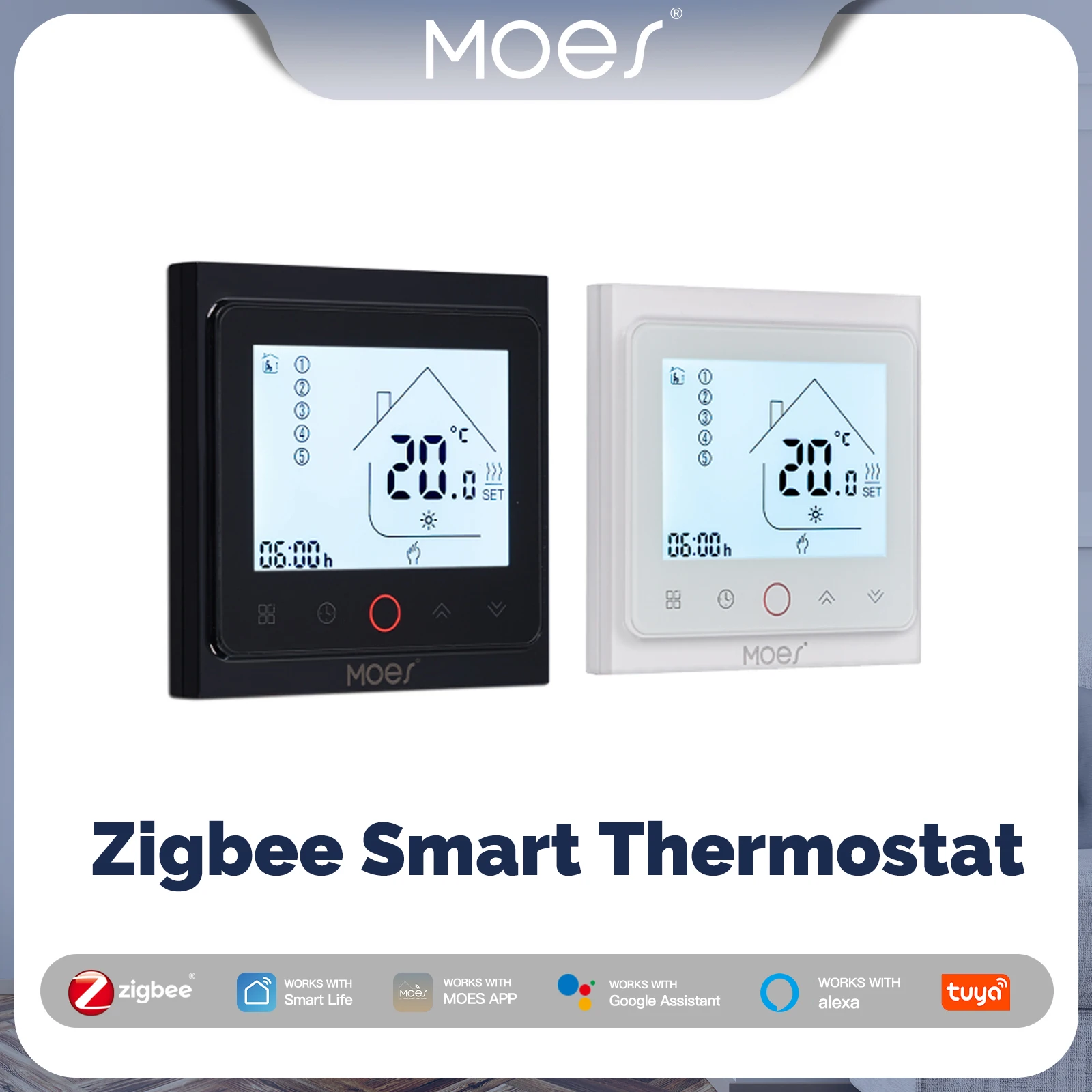 

MOES Tuya ZigBee Smart Thermostat Room Temperature Control Water/Electric Floor Heating Gas Boiler Work With Alexa Google Home