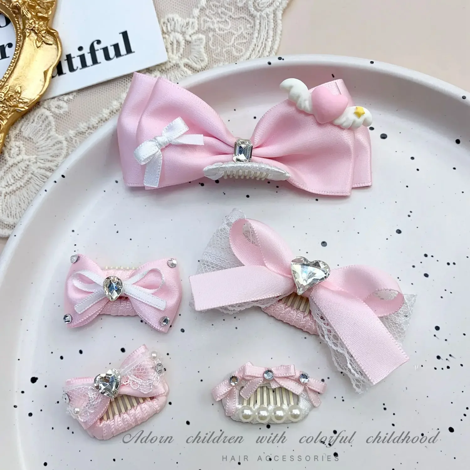 Pet Hair Clip Hair Accessory Pink Bow BB Clip Dog Rhinestone Pearl Headband Marzis Yorkshire Teddy Bear Puppy Accessories