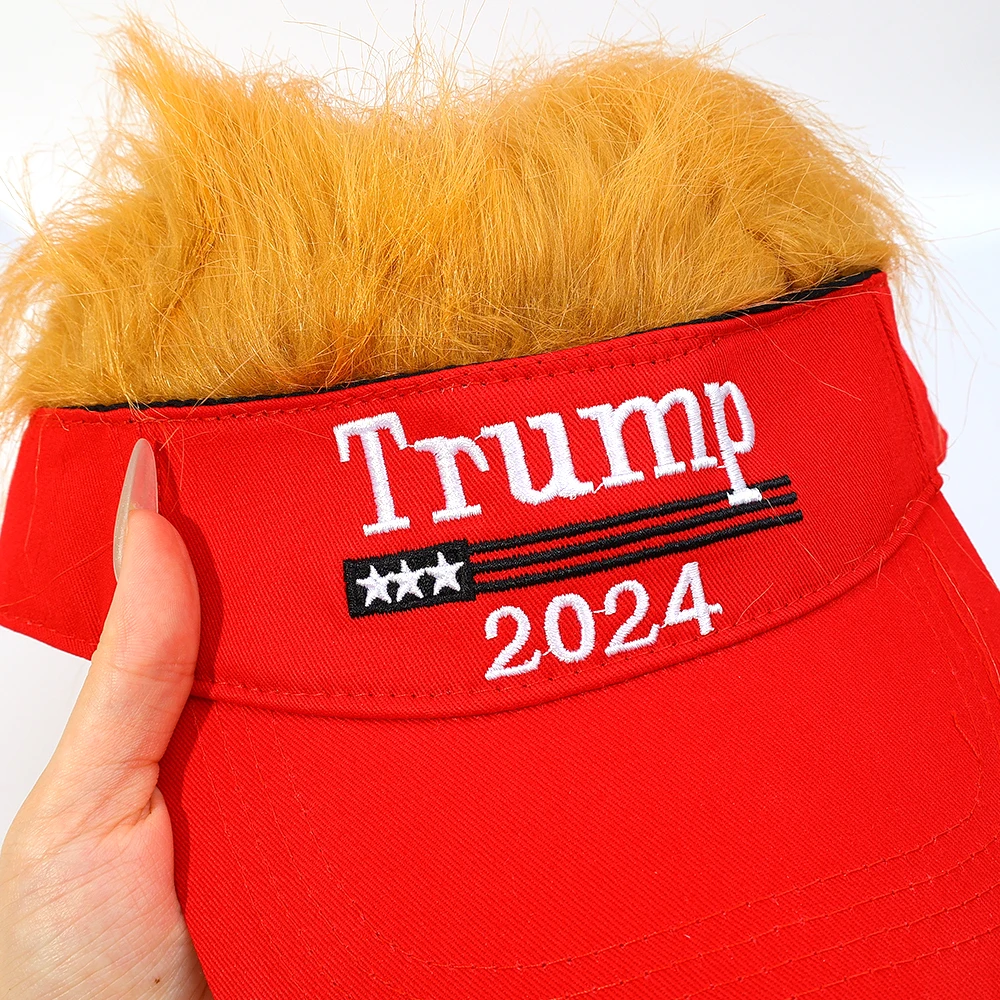 

2024 Synthetic Trump Hat Hair Donald Trump Make America Great Again Wig Hat with Embroidered Adjustable MAGA Baseball Cap