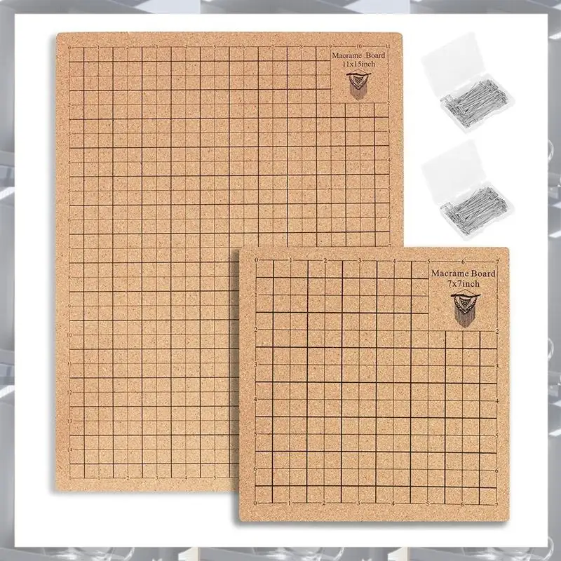 

2Pcs Macrame Board And Pins, 8X8inch 12X16inch Macrame Board With Grids, With 100 T Pins For Braiding Bracelet Project Durable