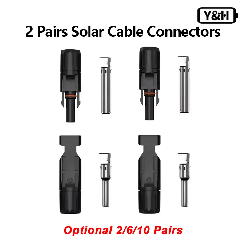 Y&H 2/6/10 Paar wasserdichte Stecker und Buchsen für PV-Kabel, geeignet für Solarwechselrichter, Solarmodule, PV-Systeme und Kabelverbindungen
