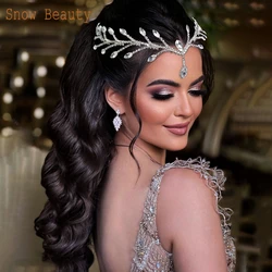 DZ032 Fashion Silver Gold Color Tiara Rhinestone Wedding Headbands Handmade Women Hairband Bridal Headpiece Pageant Headdresses