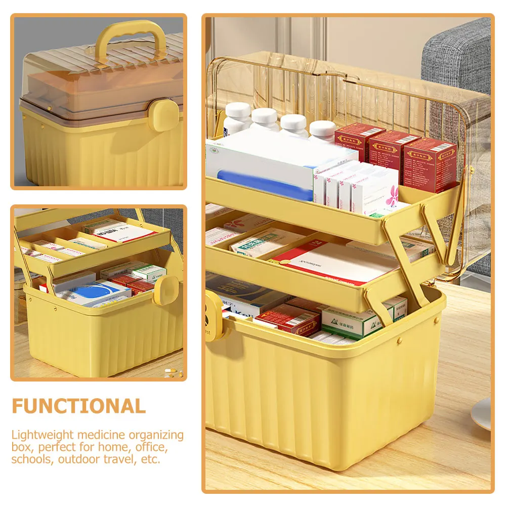 صندوق مساعد كبير حقيبة تخزين طبية فارغة محمولة للسفر منظم طبي طقم الطوارئ المنزلي لـ