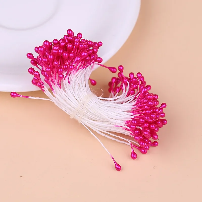 300pcs Multi colors Pearl Stamen Sugar Handmade Artificial Flower For Wedding Decoration DIY 3mm Stamen Pistil Floral Fake plant