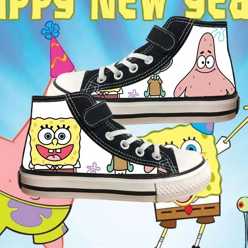 Spongebob Squarepants Canvas child shoes plus Male And Female Students Casual Korean Edition Versatile Youth women flats shoes