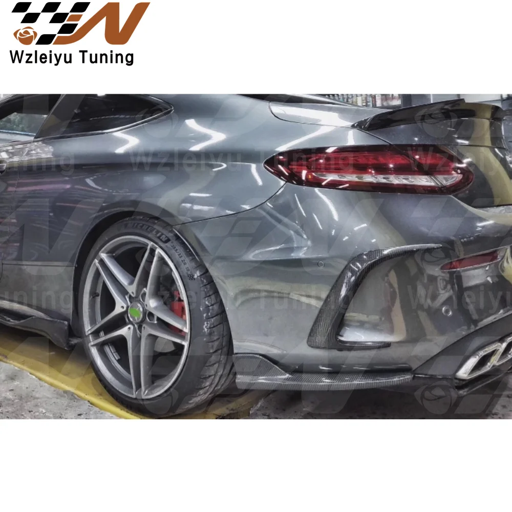 

FD Style Real Carbon Fiber Rear Bumper Canards Fit For Benz W205 C63 Coupe Sedan 15-23 High Quality Fitment