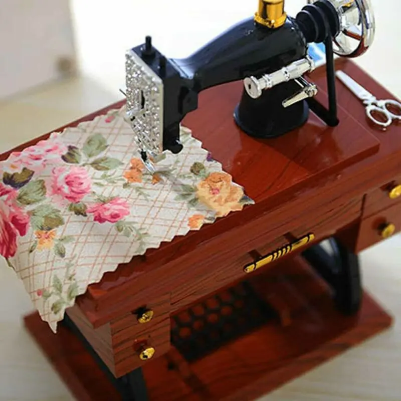 Vintage Music Box Mini Sewing Machine Style Birthday Gift Christmas Party Decor