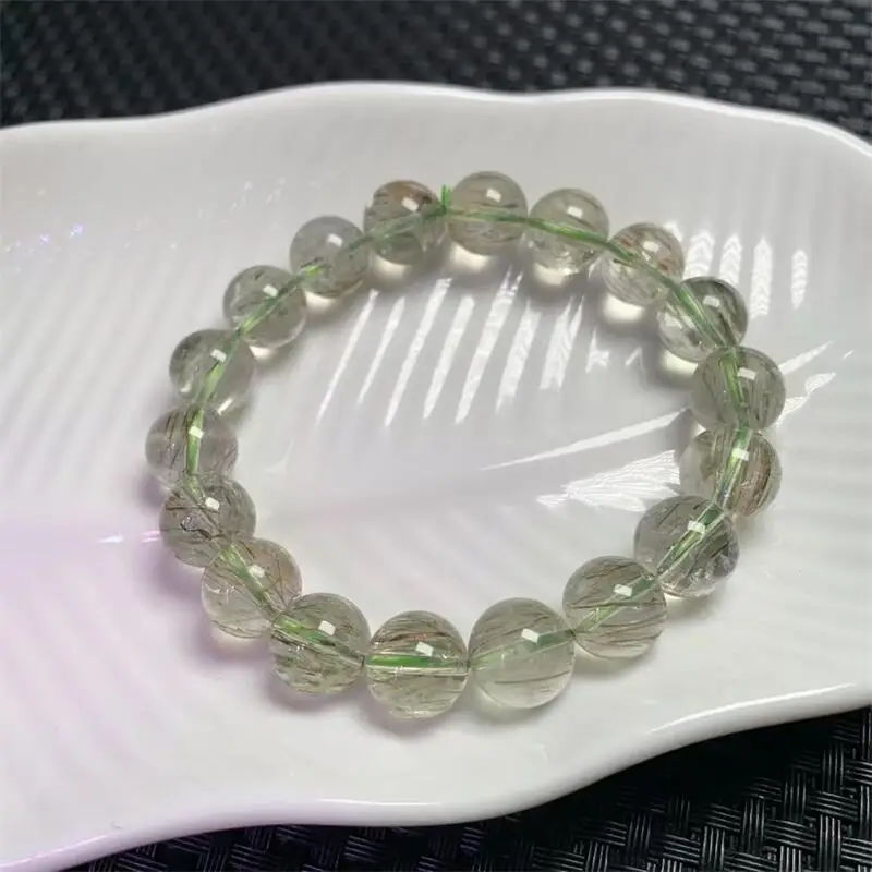

11MM Natural Tourmaline Rutilated Quartz Bracelet Reiki Healing Stone Fashion Jewelry Gifting Gift For Women 1pcs