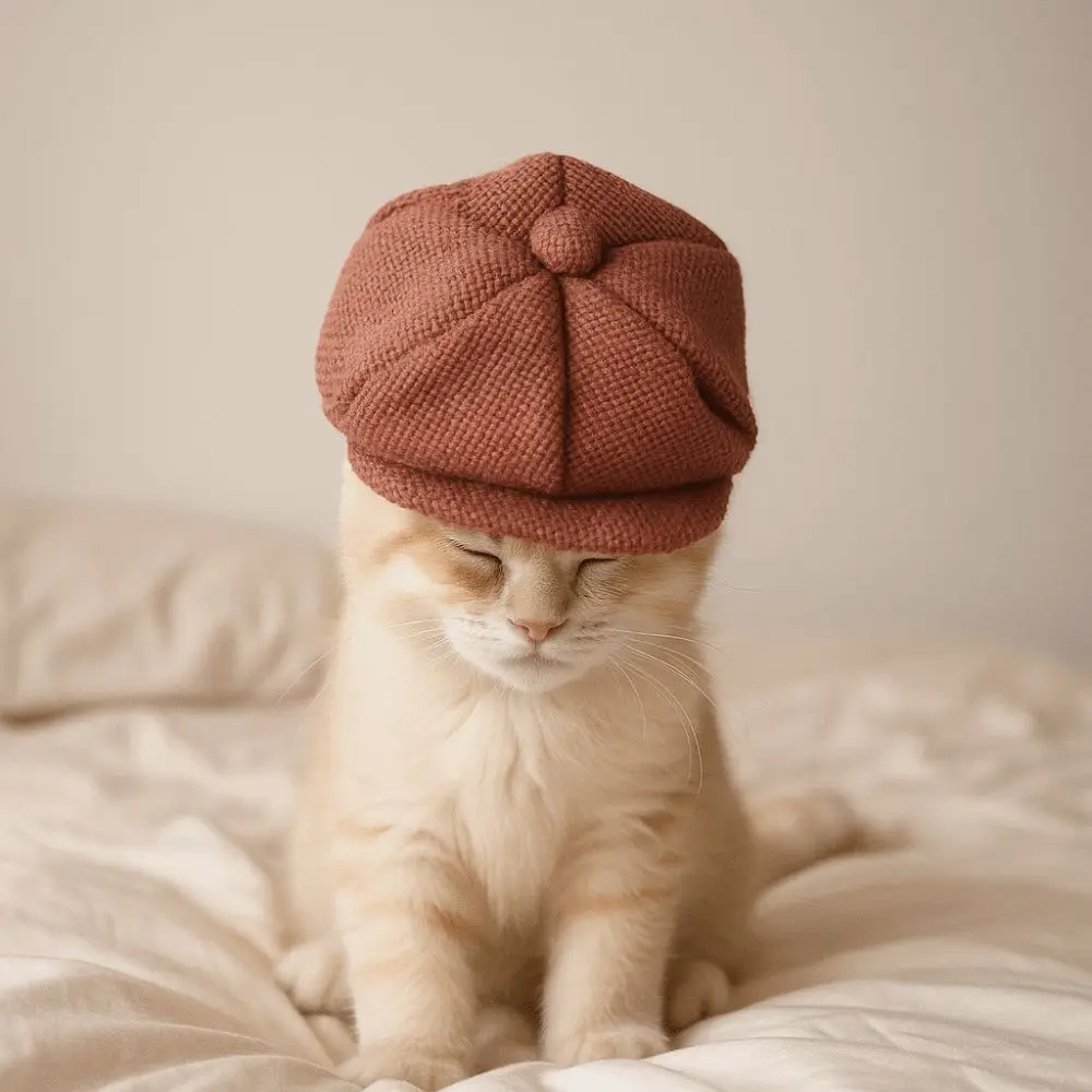 

Pet Costume Accessory Retro Pet Beret Hat Adjustable Universal Pet Headwear Three-dimensional Cat Gentleman's Hat Daily Wear