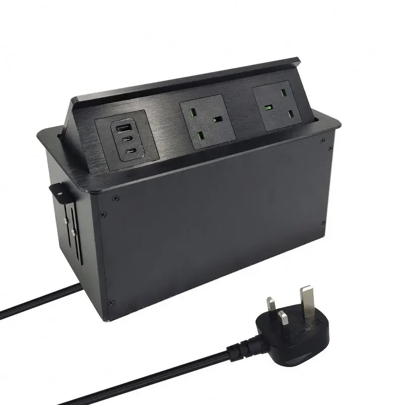 65W USB Ports Hydraulic Retractable Recessed Pop-Up Power Strip Hidden Outlet Table Connection Box 10A Rated NFC Compatible