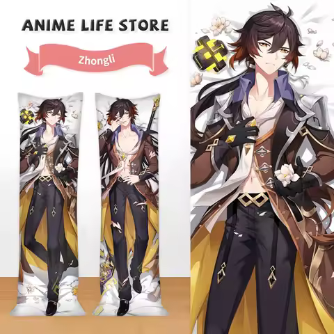 Dakimakura Anime Zhongli Pillow Cover Game Genshin Impact Pillowcase Hugging Body Cosplay Prop Otaku Anime Bedding Cushion Cover