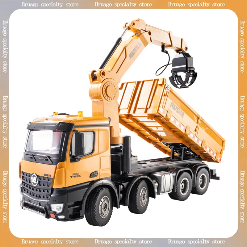 

HUINA масштаб 1:14, 26-канальный сплав с дистанционным управлением, игрушечный самосвал с прицепом, функция самосвала, реалистичный самосвал с детализацией
