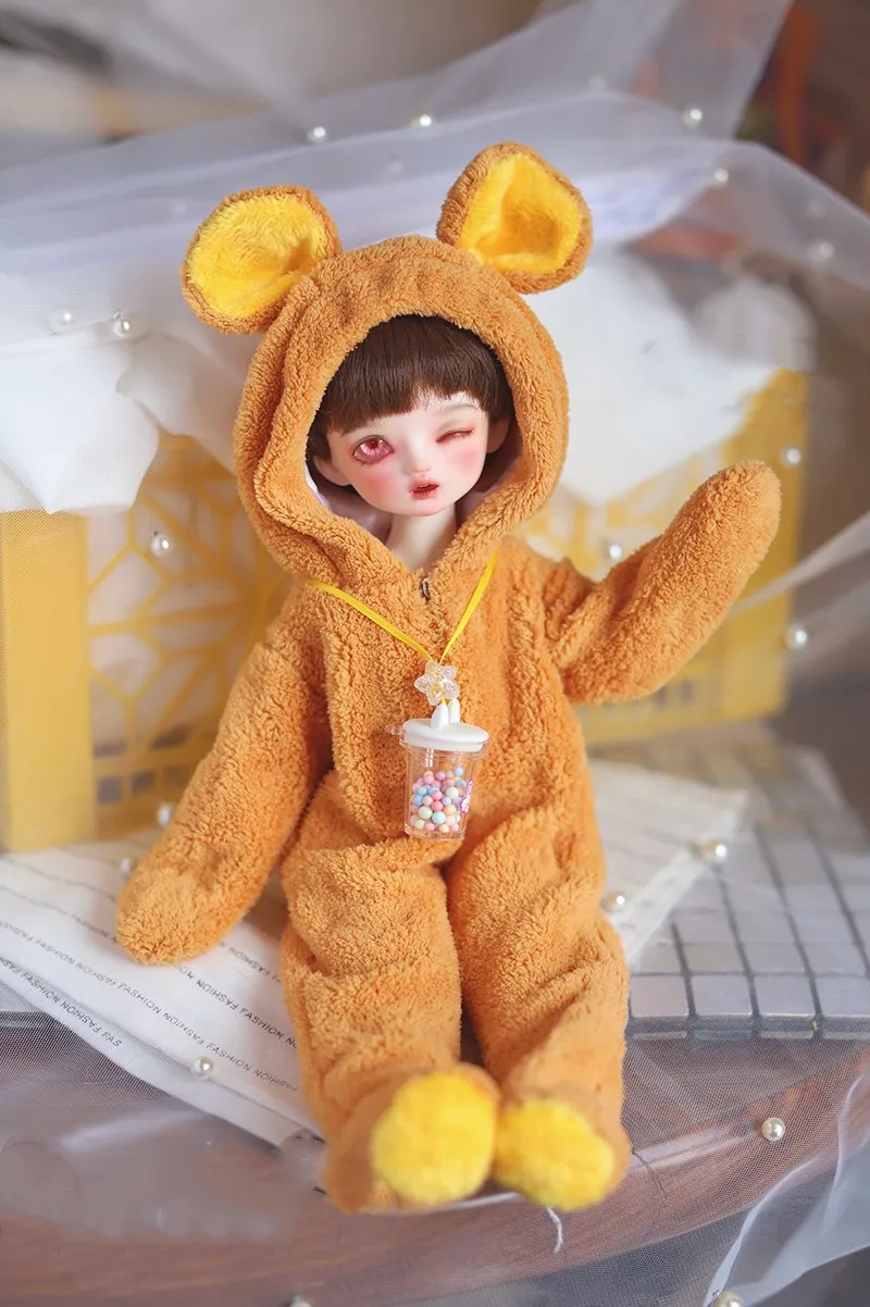 

BJD 1/6 YOSD размер, детская одежда, верхняя одежда, повседневная Пижама с животными, комбинезон с милым медведем