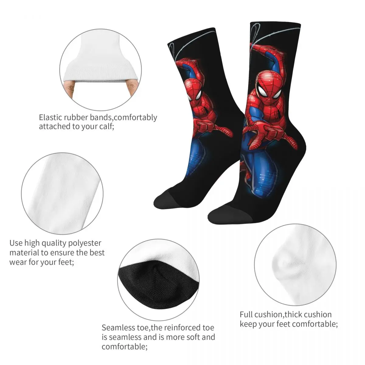Spider Man Character Art Socks for Girls Warm Casual Cartoon Socks Harajuku Merch calzini a tubo centrale miglior regalo