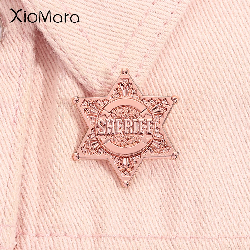 الكرتون شريف نائب جوائز المينا دبوس الفضاء الحارس خمر مسدس ستار الشرف بروش شارة التلبيب مجوهرات هدايا للأصدقاء