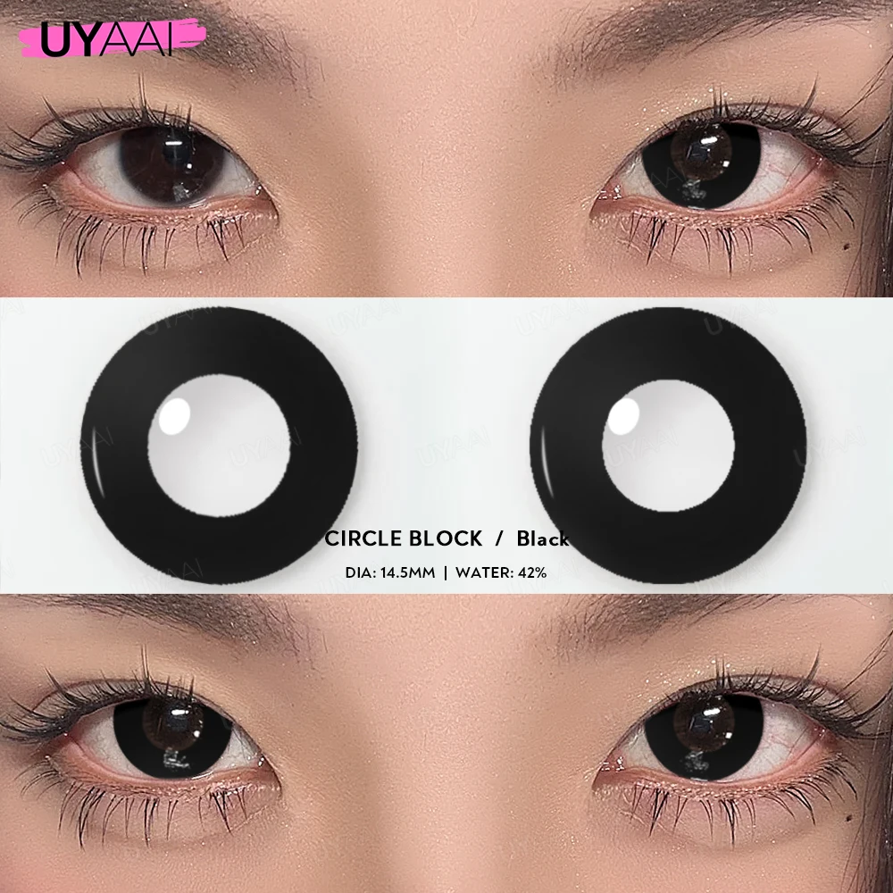 UYAAI 1 Pair Cat Eyes Crazy Lenses Vampire Lenses for Halloween Cosplay Eye Contacts White Lenses Anime Black Colored Lenses