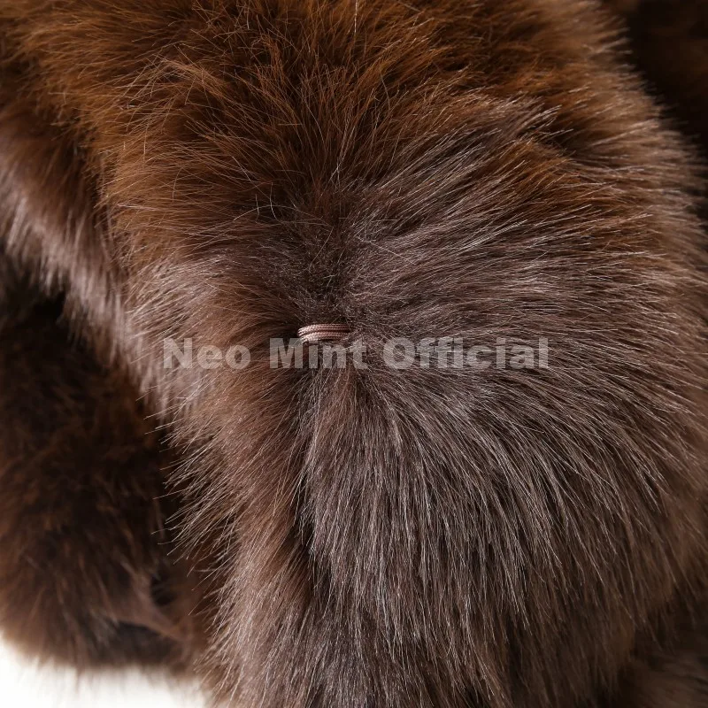 Neo Mint Winter 2025 Trendy Brown Obsession Cropped Shawl Collar Faux Fur Coat Women Jacket Chic Girls Brand Fox Fur Outerwear
