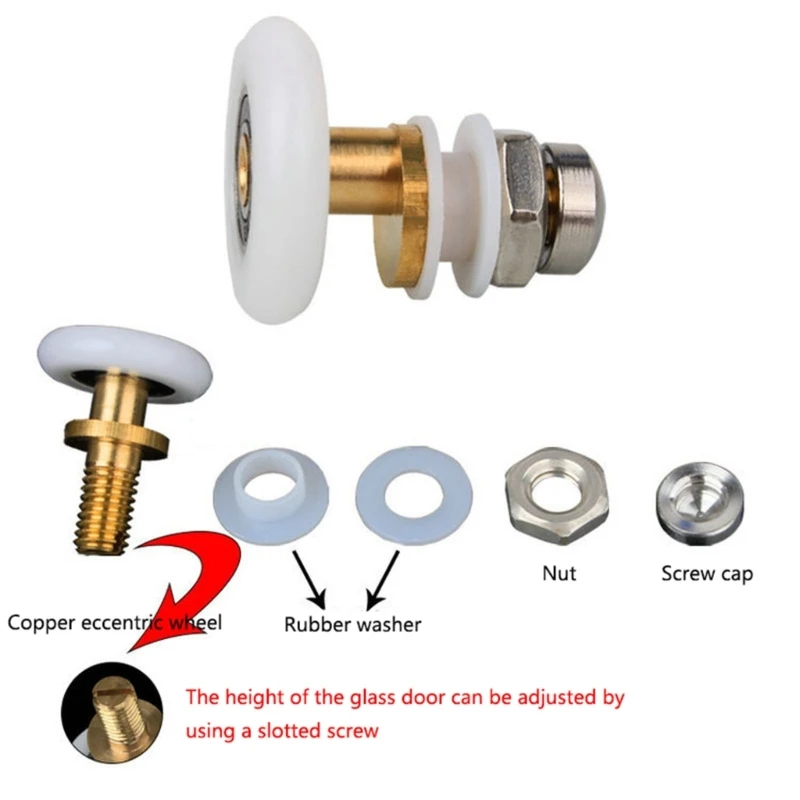 Nylon Partiality Bearing Rollers Copper-Core Single Wheel Sliding Door Pulley Wheels for Shower Cabin SPA Room