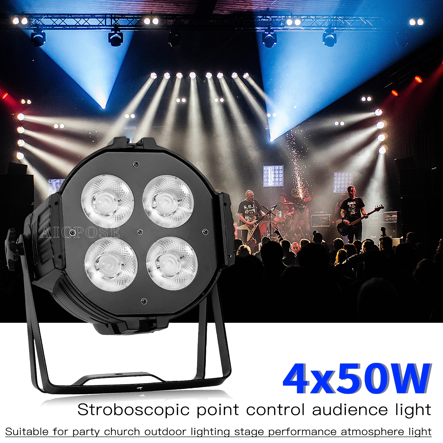 10Pcs/Lots 200W COB Stage Spotlight 4x50W 4 Eye Aluminum LED Par Light DMX Control Professional DJ Disco Equipment Lighting