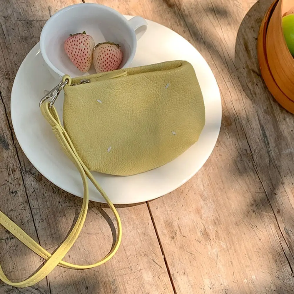 

Portable PU Leather Hanging Neck Coin Purse Silver Purse Lanyard Wallet Lipstick Storage Bag Solid Color Earphone Bag Outdoor