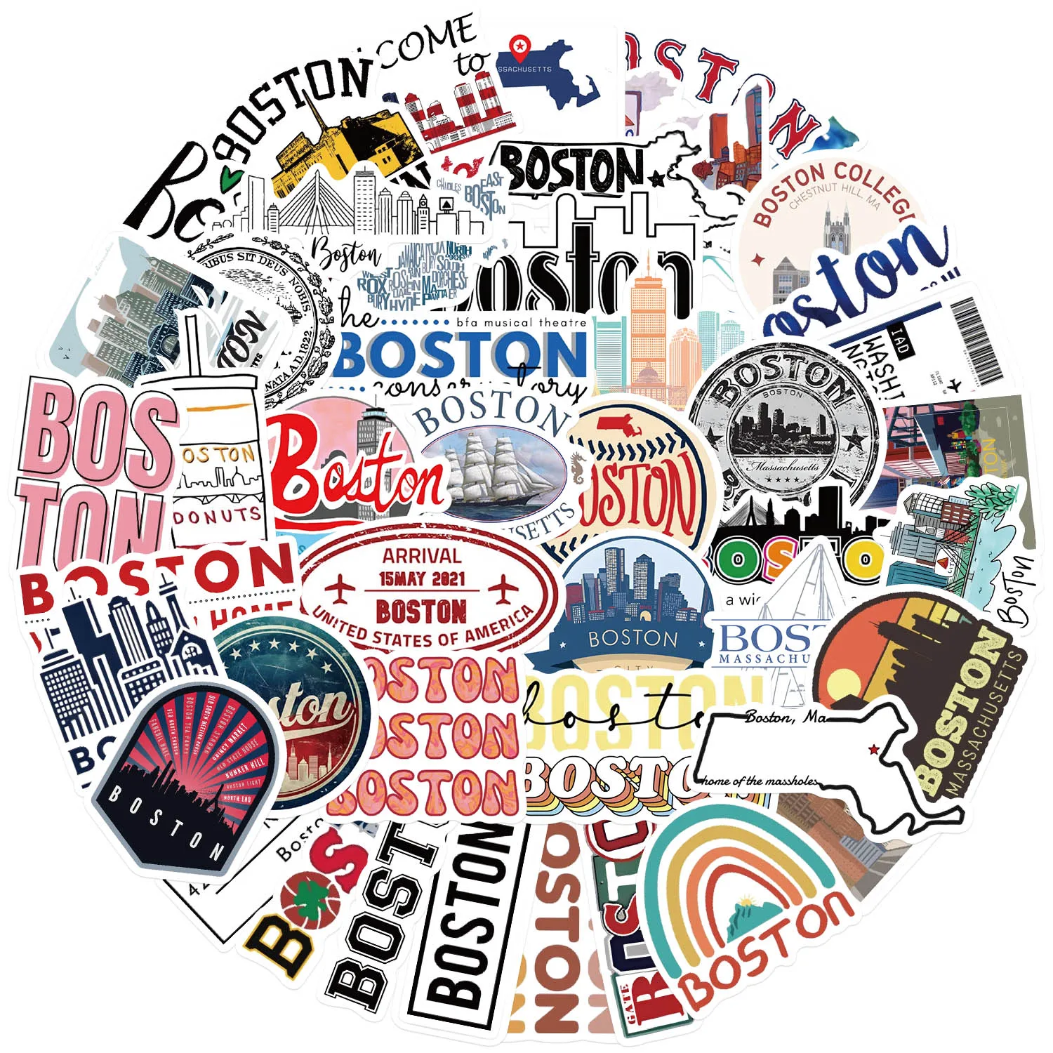 ملصقات كرتونية بوسطن مقاومة للماء ، شارات قرطاسية ، ديكور رائع ، ألعاب ذاتية الصنع ، سيارة ، كمبيوتر محمول ، هاتف ، هدايا ، 50 أو