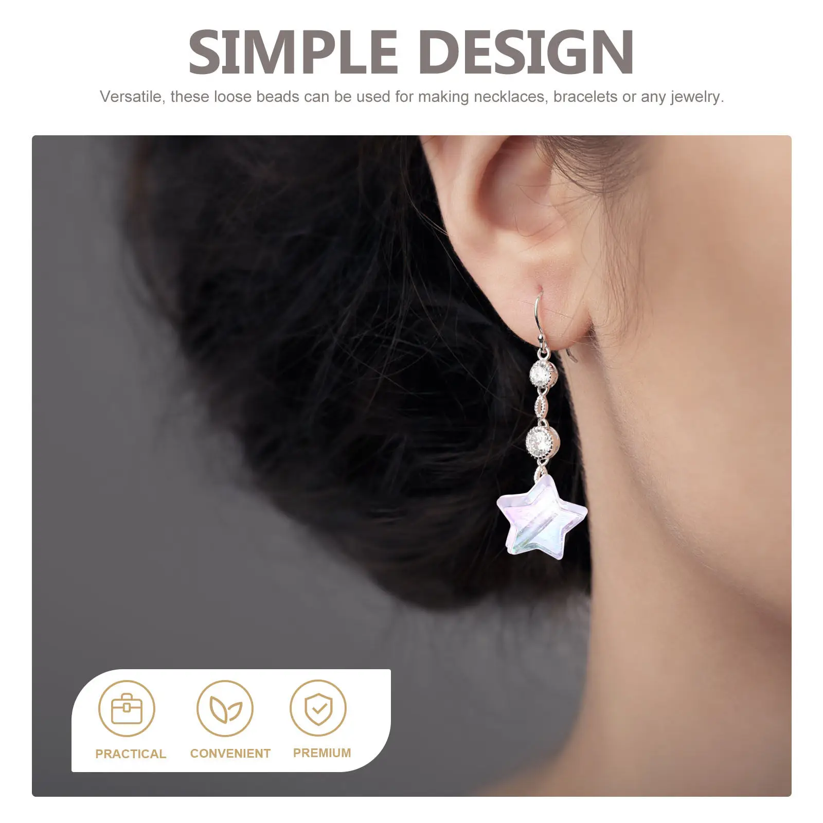 

400pcs Loose For Diy Jewelry Making Star Heart Acrylic Beads Craft Beads With Holes Necklace Bracelet Accessories Spacer Bead