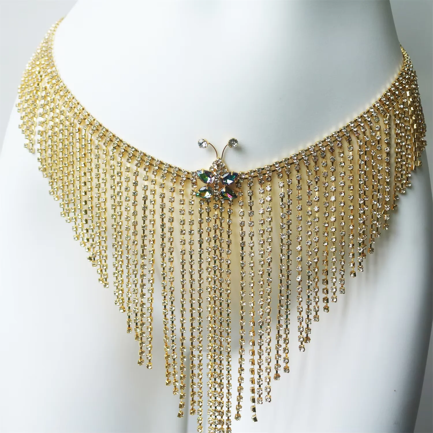 Personality Shiny  Tassel Crystal Shorts Waist Chain Jewelry Fashion Nightclub Party Bikini Waist Chain Versatile Accessories