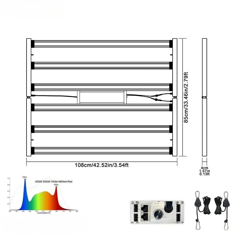 High Power Commercial LED Grow Light Plants 480W-600W 6000K-660NM Full Spectrum 6 Cob Bars 3000K-4000K Strip Plant Lamp view 2